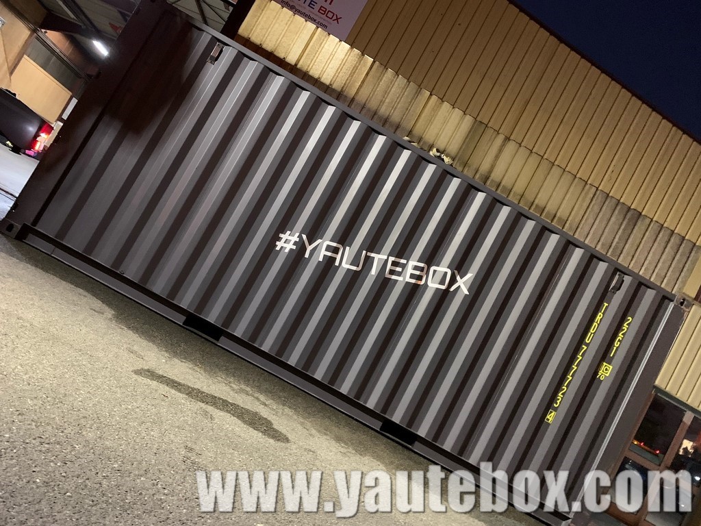 container 20 pieds gris anthracite vue de face