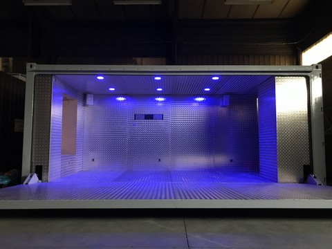 container stand evenementiel eclairage bleu